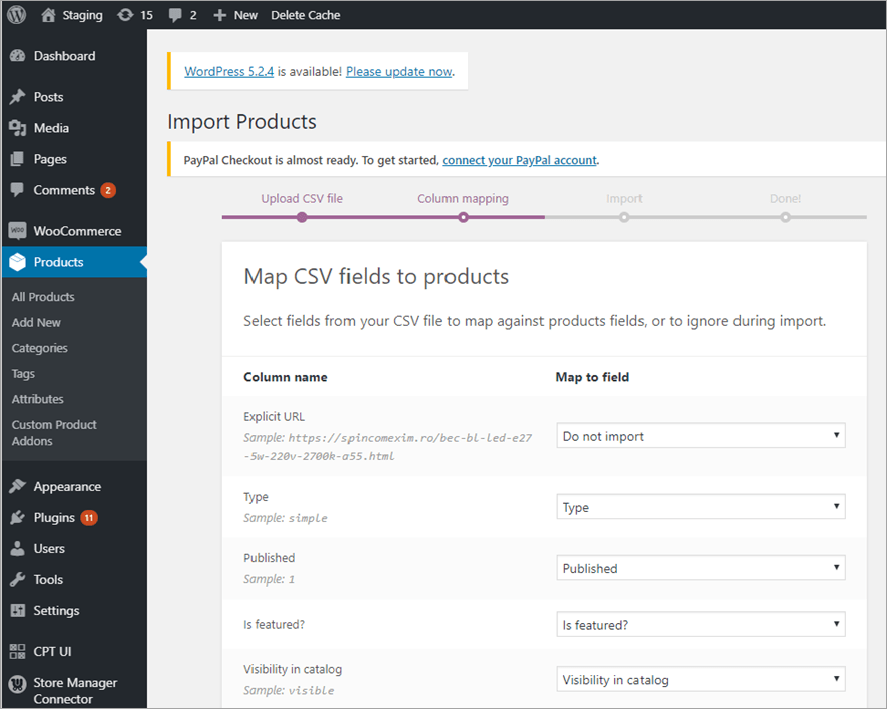 Map CSV Fields While Importing Data Scraped from Etsy to WooCommerce