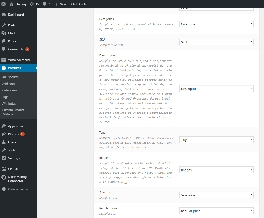 Hemphealthincs-scraped-listings-to-WooCommerce-import-columns-mapping