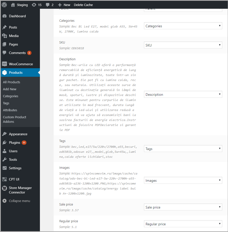 Mapping Columns From File To Store Admin