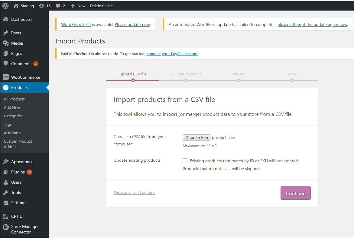 Choosing File With Trendyoll Products to Import to WooCommerce