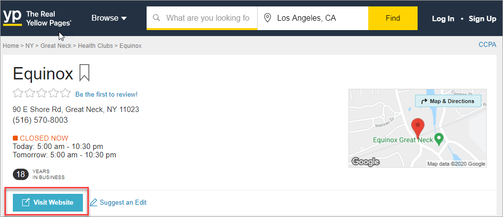Scrape hidden links on yellow pages