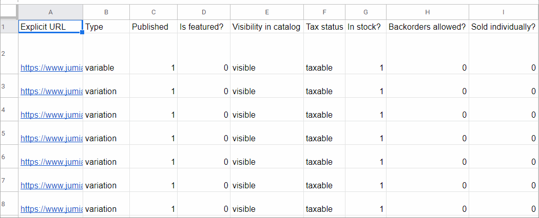 WooCommerce import file with scraped listing