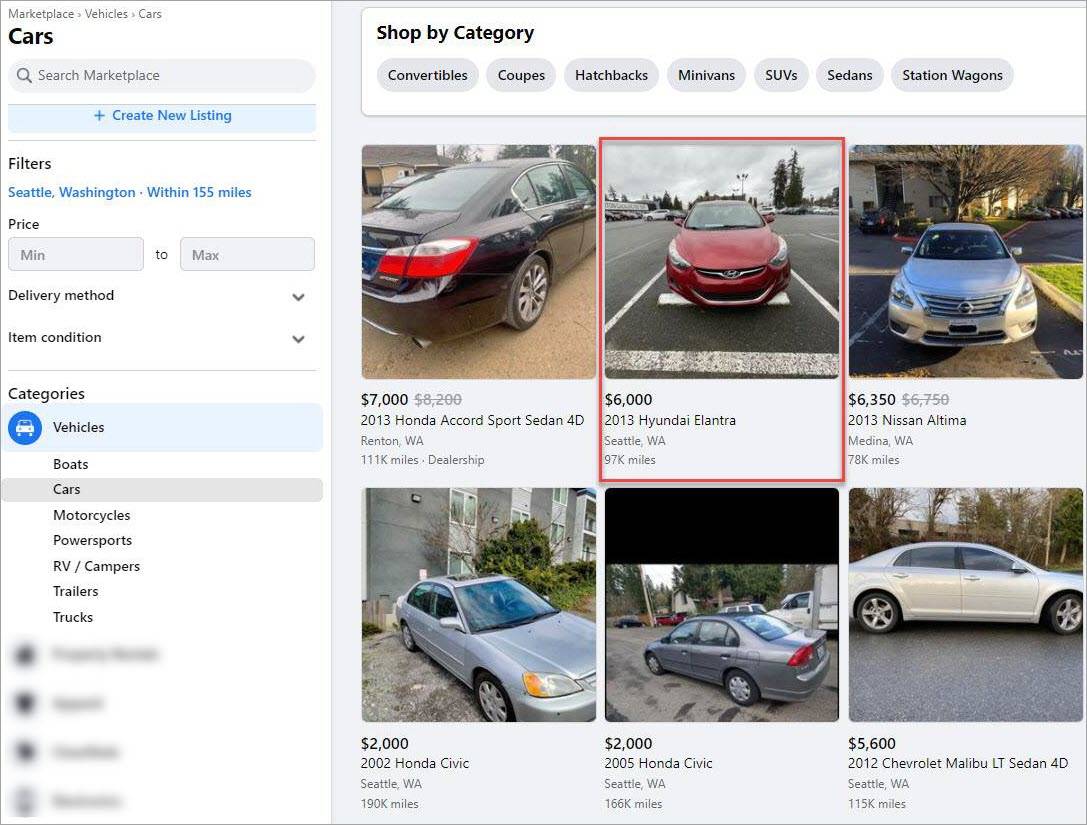 Marketplace Vehicle Ads