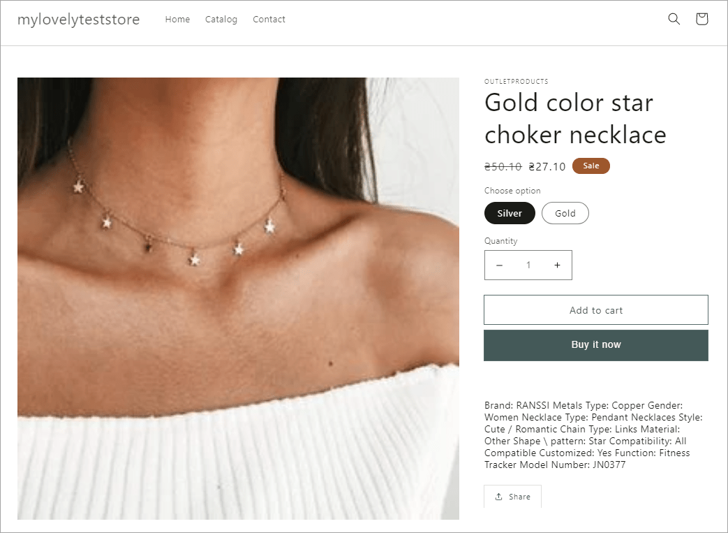 Scraped Necklace Item In Shopify Store