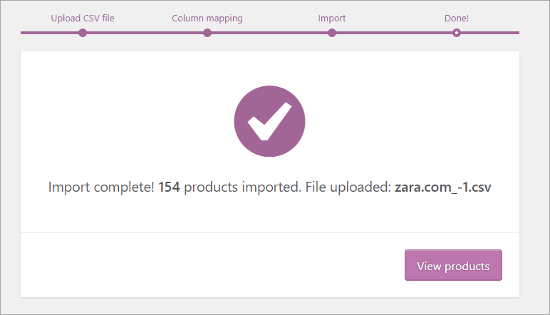 Scraped Fashion Product Listing Import Complete