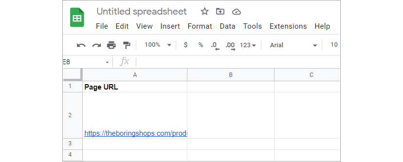 Copying Shopify Store URL to a Google Sheet