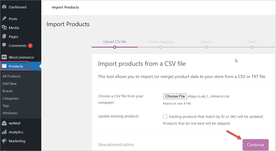 WooCommerce import eBay products