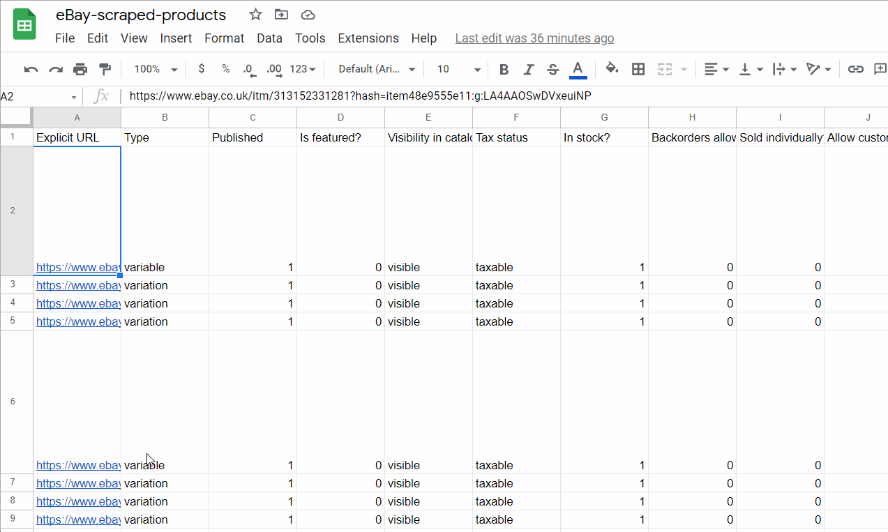 eBay to WooCommerce scraped products