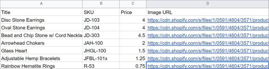 eScraper Shopify scraped product image URLs