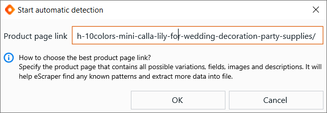 Create new confiuration to start product scraping with eScraper