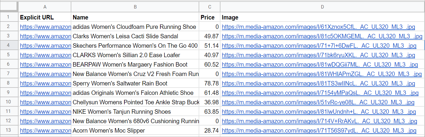 Excel Document With the Amazon Bestsellers Scraped With eScraper