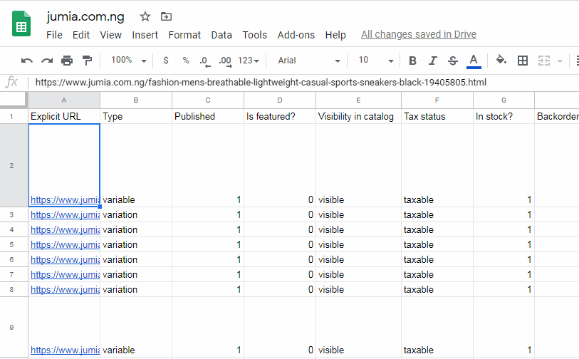 Data downloaded from website to Excel with a web scraper