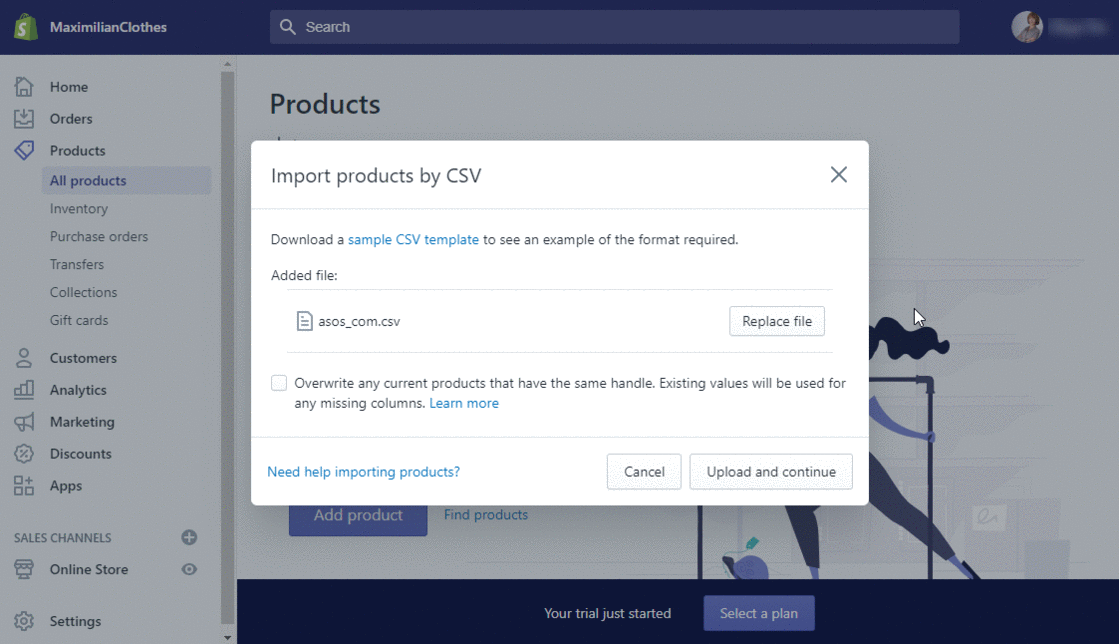 Import scraped images via Shopify import tool