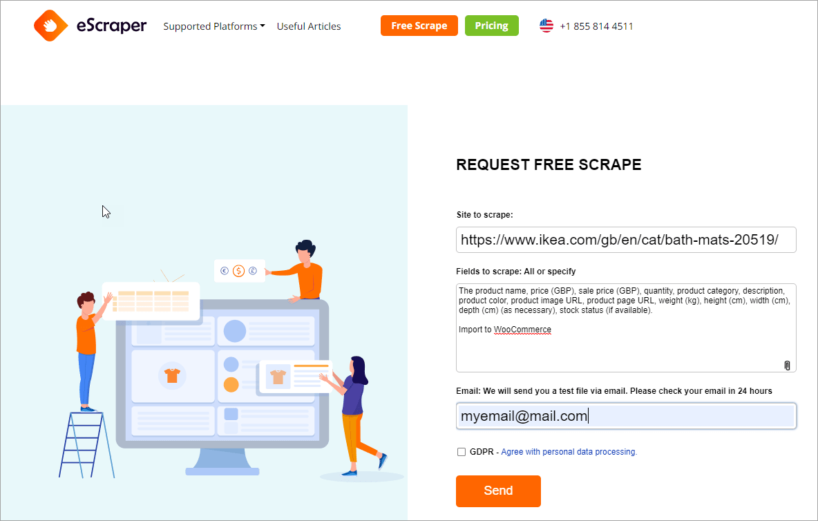 Fill out the IKEA scraping order form