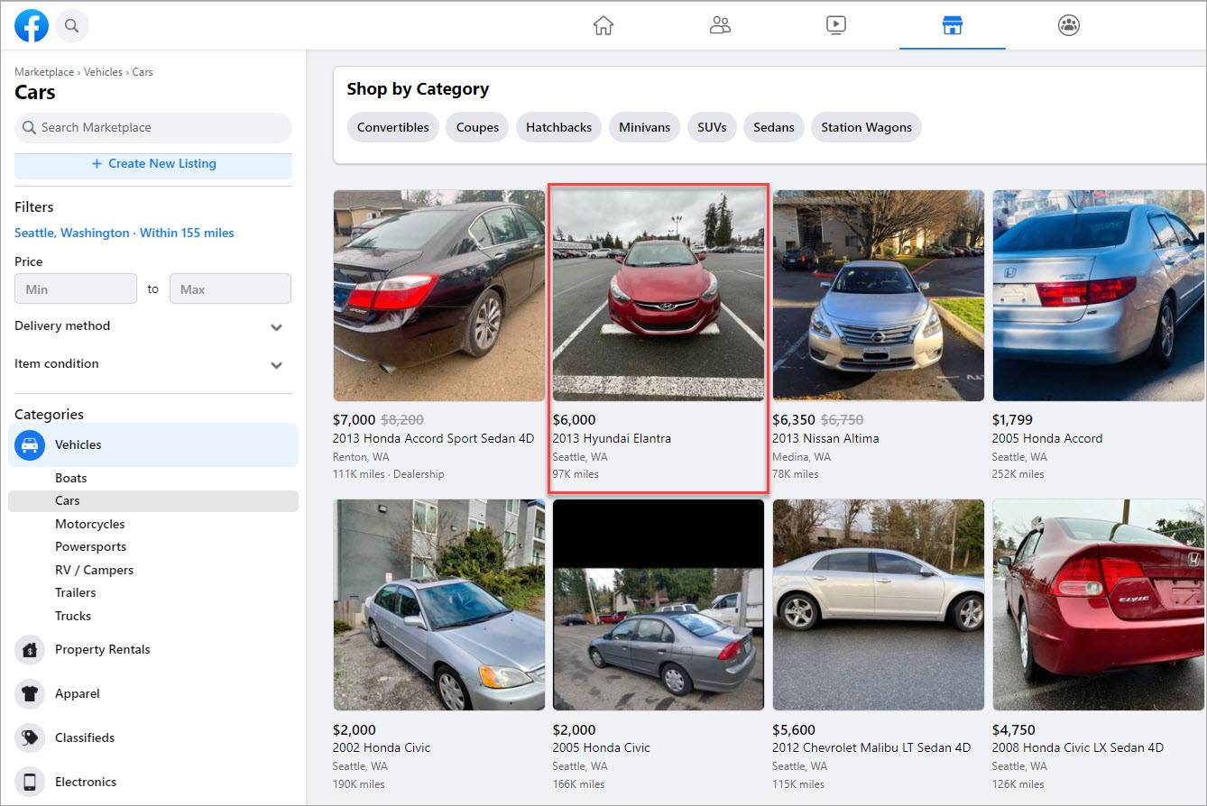 Facebook Marketplace Vehicle Ads