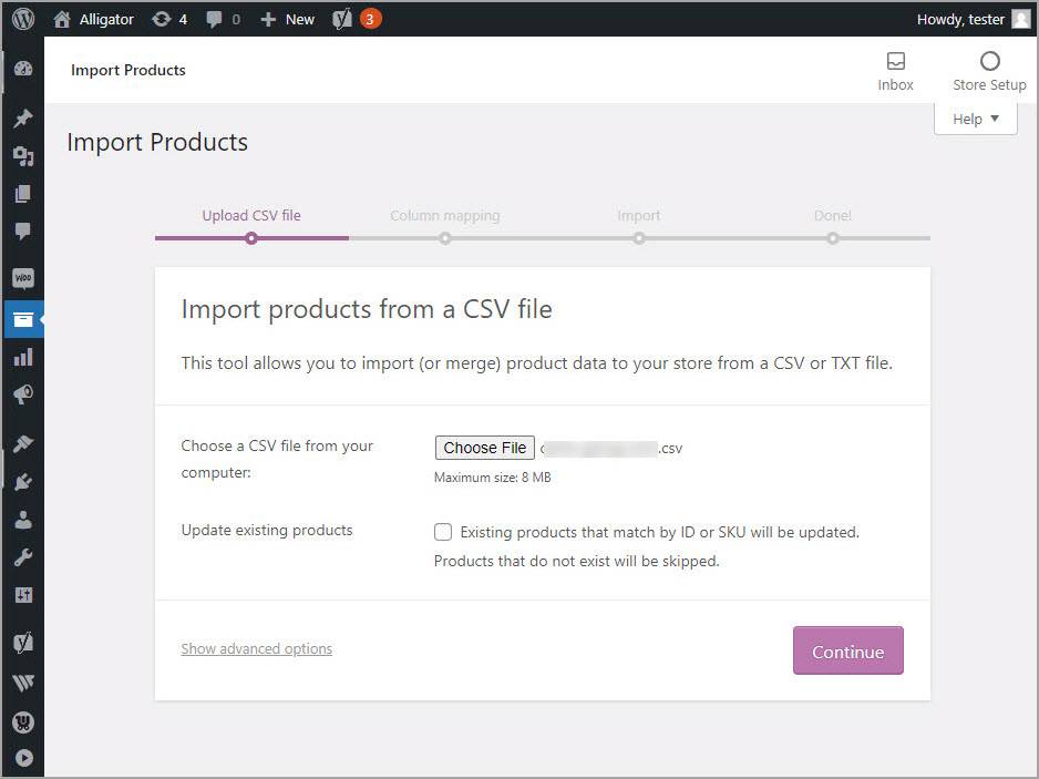 WooCommerce Import Upload CSV