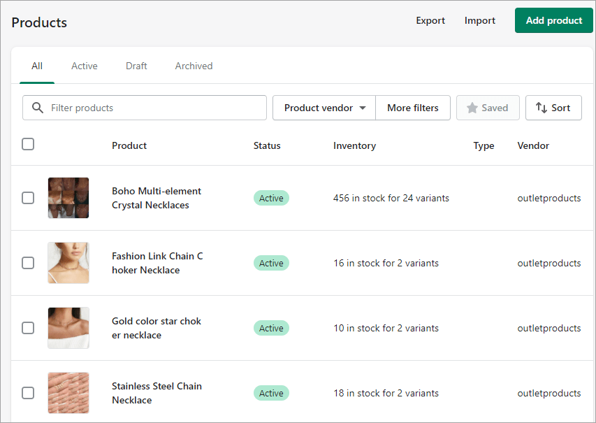 Shopify Scraped Products Imported